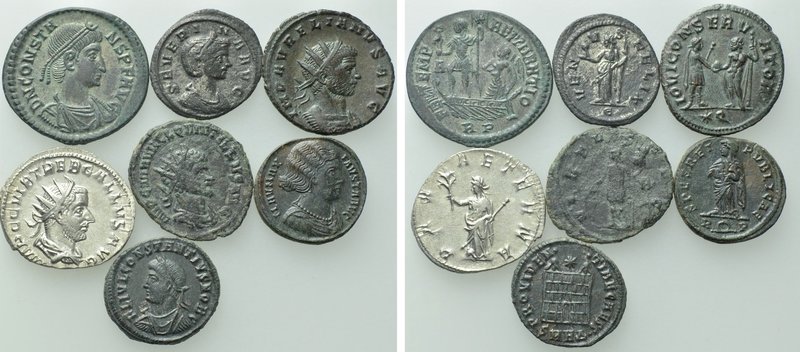7 Late Roman Coins. 

Obv: .
Rev: .

. 

Condition: See picture.

Weigh...
