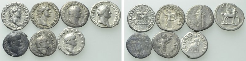 7 Denari of the Flavian Dynasty; Vespasian, Titus etc. 

Obv: .
Rev: .

. ...