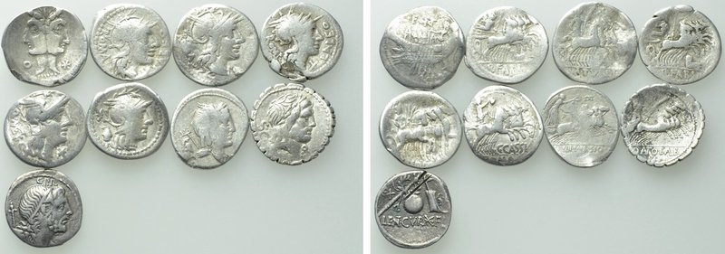 9 Denari of the Roman Republic. 

Obv: .
Rev: .

. 

Condition: See pictu...
