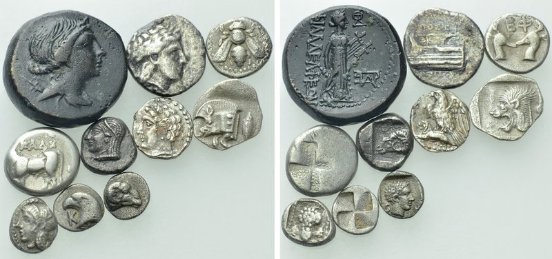 10 Greek Coins. 

Obv: .
Rev: .

. 

Condition: See picture.

Weight: g...