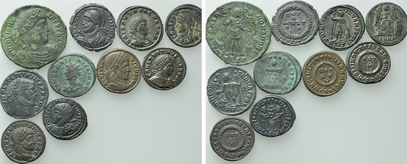 10 Late Roman Coins. 

Obv: .
Rev: .

. 

Condition: See picture.

Weig...