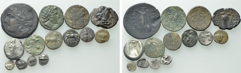 14 Greek Coins. 

Obv: .
Rev: .

. 

Condition: See picture.

Weight: g...