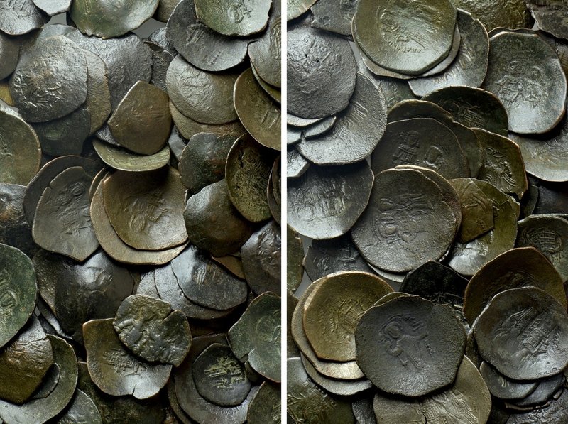 Circa 100 Late Byzantine Coins. 

Obv: .
Rev: .

. 

Condition: See pictu...