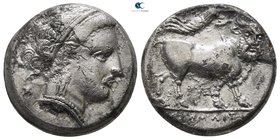 Campania. Neapolis 275-250 BC. ΕΥΞ- (Eux-), magistrate. Nomos AR