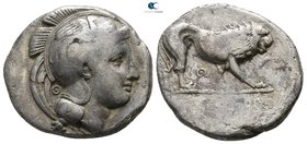 Lucania. Velia circa 340-334 BC. Didrachm or Nomos AR