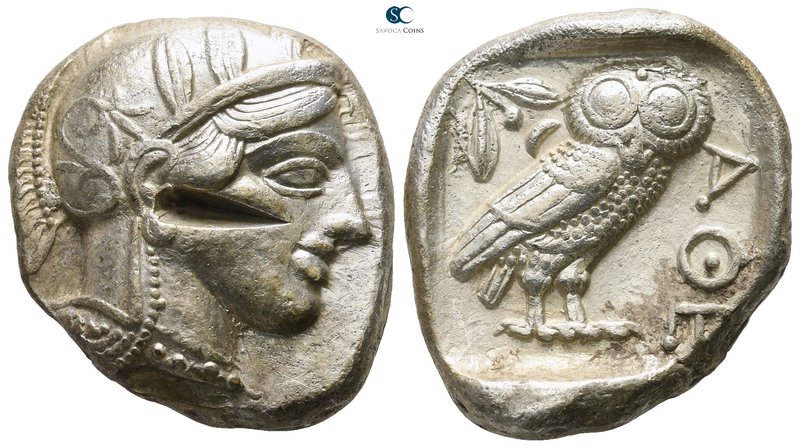 Attica. Athens 454-404 BC. 
Tetradrachm AR

26mm., 17,12g.

Head of Athena ...