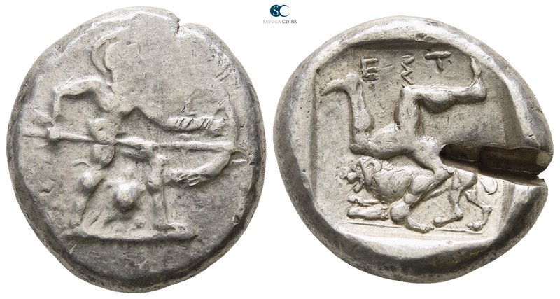 Pamphylia. Aspendos 465-430 BC. 
Stater AR

21mm., 10,94g.

Warrior advanci...