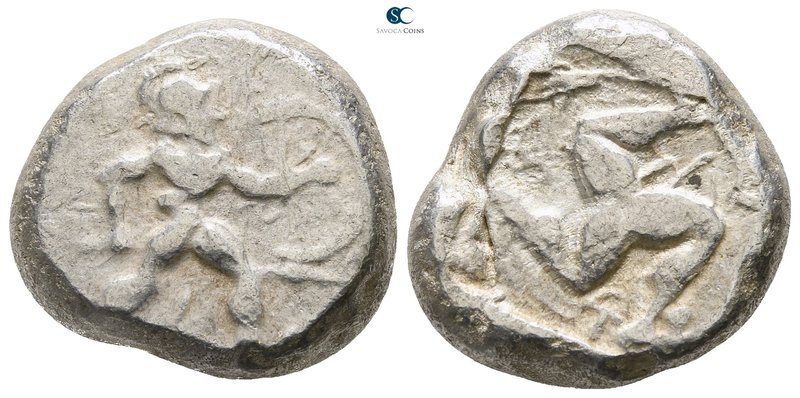 Pamphylia. Aspendos 465-430 BC. 
Stater AR

19mm., 10,84g.

Warrior advanci...