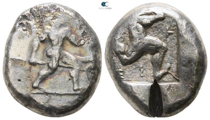 Pamphylia. Aspendos circa 465-430 BC. 
Stater AR

20mm., 10,87g.

Warrior a...