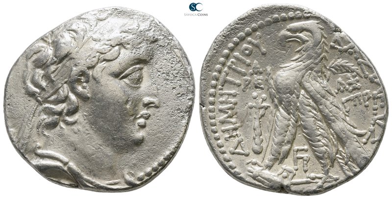 Seleukid Kingdom. Tyre. Demetrios II Nikator, 2nd reign 129-125 BC. Dated SE 183...