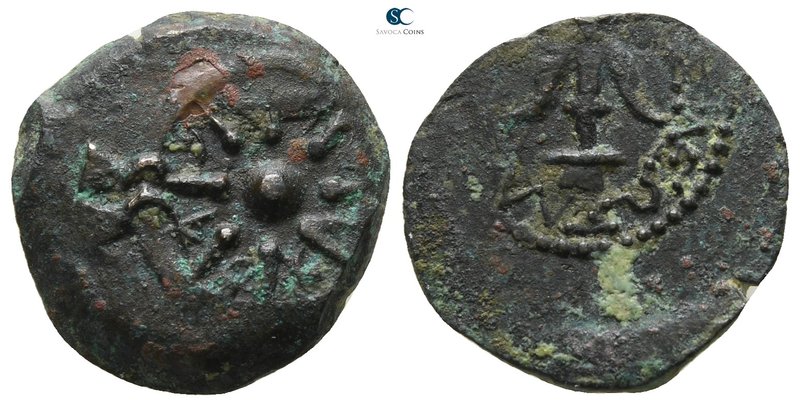 Judaea. Jerusalem. Alexander Jannaeus 104-76 BCE. 
Prutah Æ

16mm., 3.25g.
...