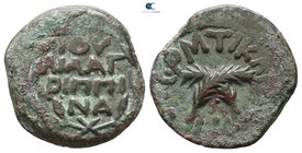 Judaea. Jerusalem. Procurators. Antonius Felix CE 52-60. In the names of Agrippina Junior and Claudius. Dated RY 14 of Claudius (54 CE). Prutah Æ
