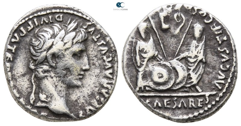 Augustus 27 BC-AD 14. Lugdunum (Lyon)
Denarius AR

17mm., 3,80g.

CAESAR AV...