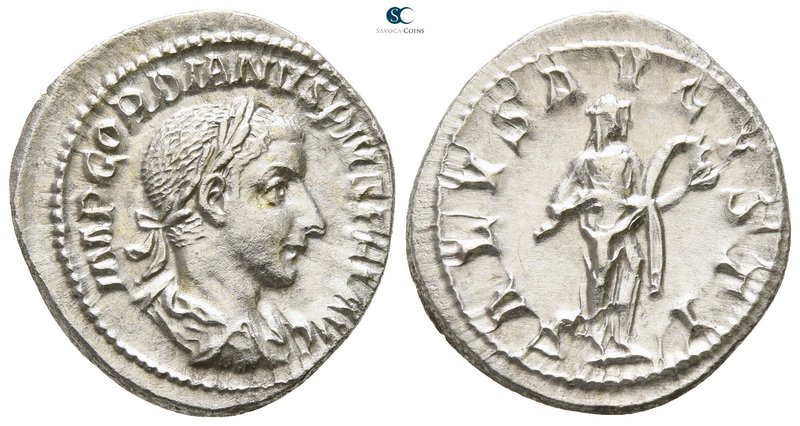 Gordian III. AD 238-244. Rome
Denarius AR

19mm., 3,25g.

IMP GORDIANVS PIV...