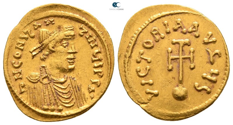 Constans II. AD 641-668. Constantinople
Semissis AV

17mm., 2,20g.

DN CONS...