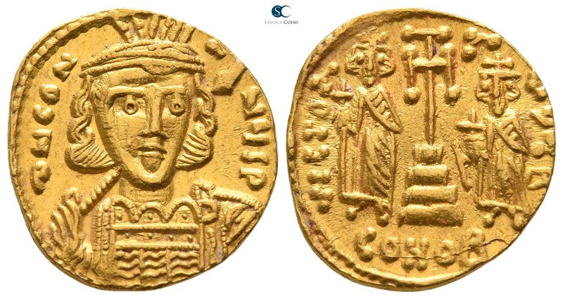 Constantine IV Pogonatus, with Heraclius and Tiberius. AD 668-685. Struck circa ...