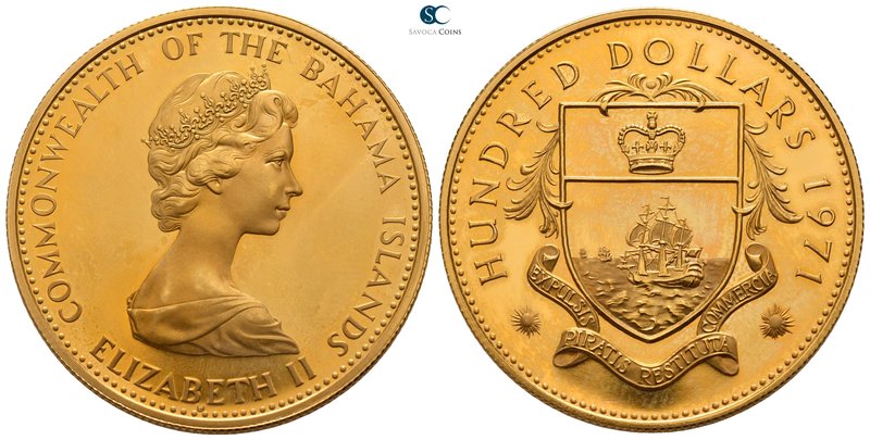 Bahamas. Commonwealth. Elizabeth II after AD 1952.
100 Dollars AV 1971

35mm....