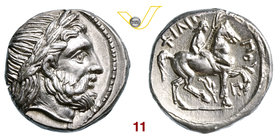 MACEDONIA - AMOPHIPOLIS FILIPPO II (359-336 a.C.) Tetradramma. D/ Testa laureata di Zeus R/ Filippo, con ramo di palma, su cavallo a d. Ag g 14,22 SPL