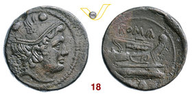 ANONIME (217-215 a.C.) Sestante. Cr. 38/5 Ae g 25,50 • Bel ritratto di Mercurio BB