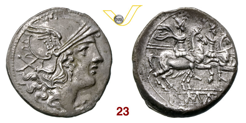 ANONIME (211-170 a.C.) Denario, simbolo bastone. B. 20 Syd. 20 Cr. 78/1 Ag g 4,4...