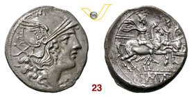 ANONIME (211-170 a.C.) Denario, simbolo bastone. B. 20 Syd. 20 Cr. 78/1 Ag g 4,41 SPL