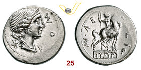 AEMILIA - Man. Aemilius Lepidus (114-113 a.C.) Denario. B. 7 Syd. 554 Cr. 291/1 A.V. 57 Ag g 3,89 • Metallo lucente; debolezza marginale di conio SPL...