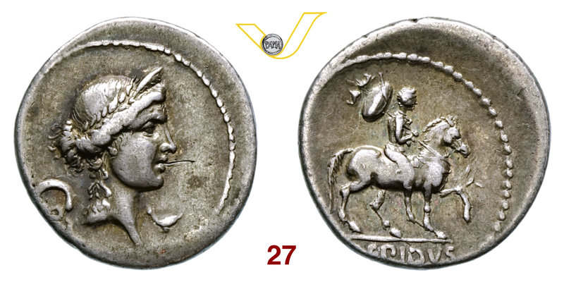 AEMILIA - M. Aemilius Lepidus (61 a.C.) Denario. B. - Syd. 828a Cr. 419/1e A.V. ...