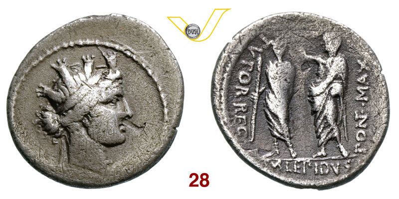AEMILIA - M. Aemilius Lepidus (61 a.C.) Denario. B. 23 Syd. 831 Cr. 419/2 A.V. 6...