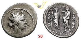 AEMILIA - M. Aemilius Lepidus (61 a.C.) Denario. B. 23 Syd. 831 Cr. 419/2 A.V. 68 Ag g 3,53 Molto rara MB/q.BB