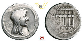 AEMILIA - M. Aemilius Lepidus (61 a.C.) Denario. B. 26 Syd. 833 Cr. 419/3a A.V. 70 Ag g 3,82 Molto rara MB/q.BB