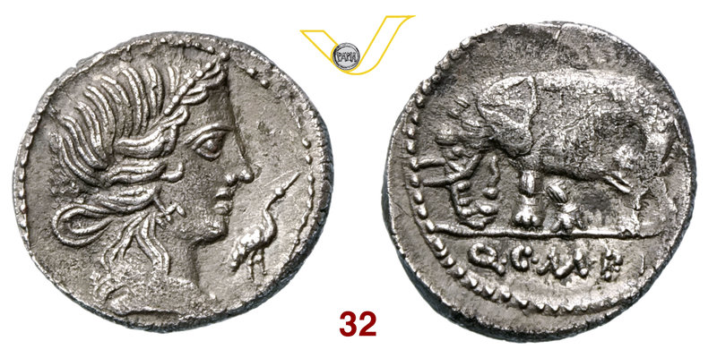 CAECILIA - Q. Caecilius Metellus Pius Imperator (81 a.C.) Denario. B. 43 Syd. 75...