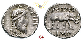 CAECILIA - Q. Caecilius Metellus Pius Scipio Imperator (47-46 a.C.) Denario. B. 47 Syd. 1046 Cr. 459/1 A.V. 128 Ag g 3,92 • Debolezza di conio al drit...