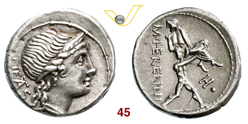 HERENNIA - M. Herennius (108-107 a.C.) Denario. B. 1 Syd. 567 Cr. 308/1b A.V. 30...