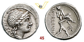 HERENNIA - M. Herennius (108-107 a.C.) Denario. B. 1 Syd. 567 Cr. 308/1b A.V. 308 Ag g 3,91 q.SPL