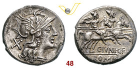 JUNIA - C. Junius C.f. (149 a.C.) Denario. B. 1 Syd. 392 Cr. 210/1 A.V. 325 Ag g 4,01 SPL