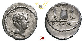 LIVINEIA - L. Livineius Regulus (42 a.C.) Denario. B. 13 Syd. 1111 Cr. 494/29 A.V. 358 Ag g 3,60 Non comune q.SPL