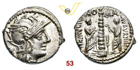 MINUCIA - Ti. Minucius C.f. Augurinus (134 a.C.) Denario. B. 9 Syd. 494 Cr. 243/1 A.V. 415 Ag g 3,91 SPL