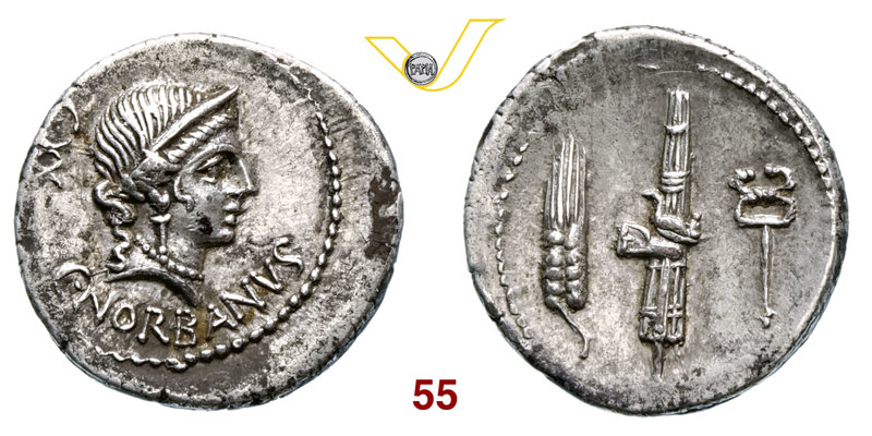 NORBANA - C. Norbanus (83 a.C.) Denario. B. 2 Syd. 739 Cr. 357/1b A.V. 431 Ag g ...