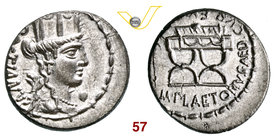 PLAETORIA - M. Plaetorius M.f. Cestianus (67 a.C.) Denario. B. 3 Syd. 808 Cr. 409/2 A.V. 456 Ag g 3,79 SPL+