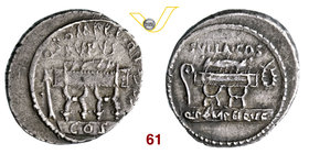POMPEIA - Q. Pompeius Rufus (54 a.C.) Denario. B. 5 Syd. 909 Cr. 434/2 A.V. 485 Ag g 3,42 Non comune • Bella patina BB/q.SPL
