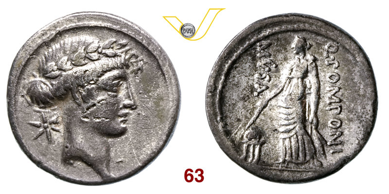 POMPONIA - Q. Pomponius Musa (66 a.C.) Denario. B. 22 Syd. 823 Cr. 410/8 A.V. 50...