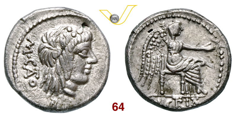PORCIA - M. Porcius Cato (89 a.C.) Quinario. B. 7 Syd. 597 Cr. 33/2 A.V. 513 Ag ...