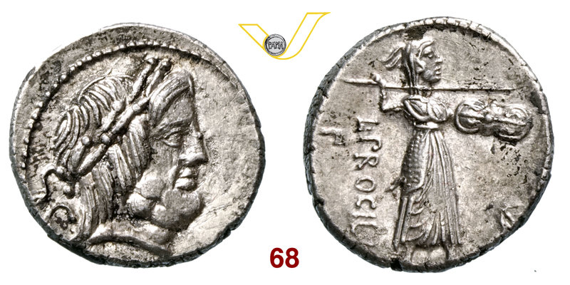 PROCILIA - L. Procilius (80 a.C.) Denario. B. 1 Syd. 771 Cr. 379/1 A.V. 531 Ag g...