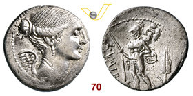 VALERIA - L. Valerius Flaccus (108-107 a.C.) Denario. B. 11 Syd. 565 Cr. 306/1 A.V. 595 Ag g 3,89 BB+