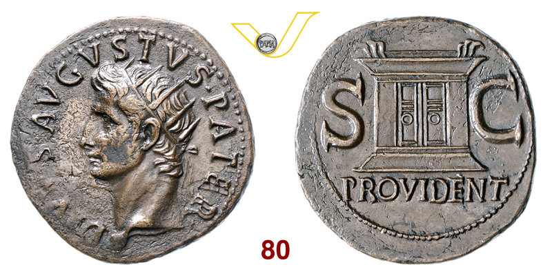 AUGUSTO (27 a.C.-14 d.C.) Asse, Roma. D/ Testa radiata R/ Altare con porta chius...