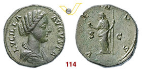 LUCILLA (moglie di Lucio Vero, † 182) Sesterzio. D/ Busto drappeggiato R/ Venere con mela e sc ettro. RIC 1765 Ae g 23,68 BB÷SPL