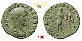 MASSIMO, Cesare (235-238) Sesterzio. D/ Busto drappeggiato e corazzato R/ Massimo stante con bacchetta e lancia; a destra due stendardi. RIC 13 Ae g 1...