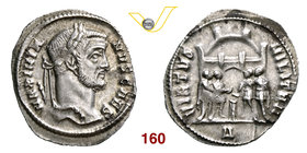 GALERIO, Cesare (293-305) Argenteo. D/ Testa laureata R/ i quattro tetrarchi davanti ad un campo militare. Coh. 216 Ag g 2,02 BB÷SPL