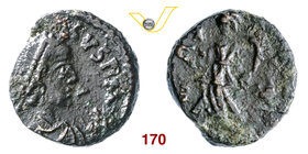 PRISCO ATTALO (409-410 e 414-415) Nummo. D/ Busto diademato, drappeggiato e corazzato R/ La Vittoria con ghirlanda e ramo di palma. RIC 1415 Ae g 1,88...