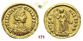 GALLA PLACIDIA (moglie di Costanzo III, † 450) Solido, Ravenna. D/ Busto diademato e drappeggiato R/ La Vittoria stante con lunga croce. Coh. 13 RIC 2...